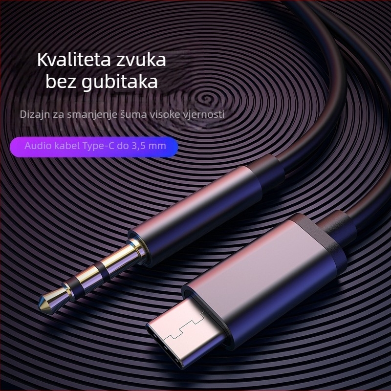 Type-C na 3,5 mm audio kabel za slušalice, auto audio sustav i mobilne uređaje | Pozlaćeni konektori, pleteni bakreni jezgro