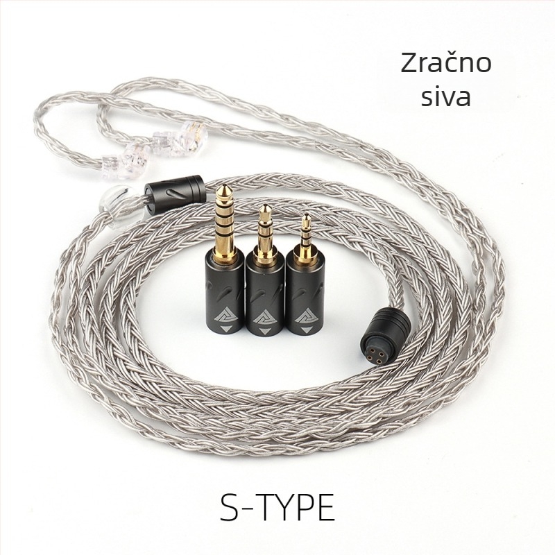QKZ Q1 MAX žični kabel za slušalice, 16 vlakana, 352-jezgro srebreno obloženi bakreni vodič, impedancija 17 Ω, osjetljivost 109 dB
