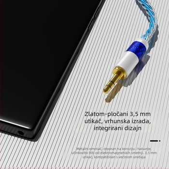Nd D2 bakar bez kisika s premazom srebra, 16-žilni balansirani pleteni kabel za slušalice za poboljšanje zvuka