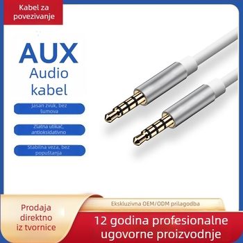 3.5 mm AUX audio kabel US-002, pozlaćeni, jezgra od emajliranog bakra, ROHS