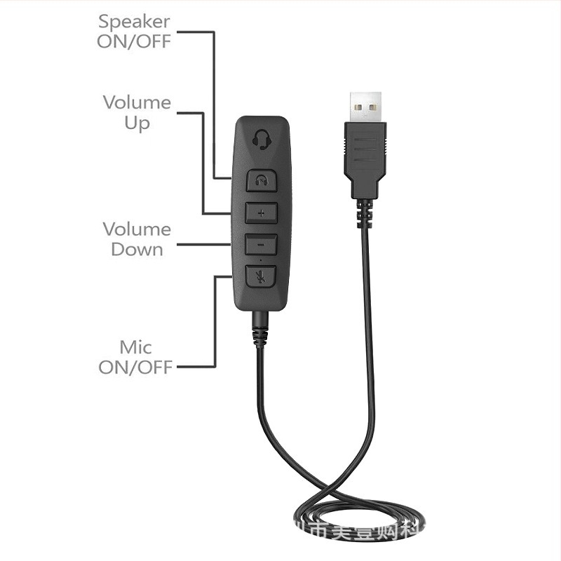 USB produžni kabel za slušalice s inline kontrolom glasnoće i mikrofonom, pozlaćeni vodiči, ROHS-kompatibilan