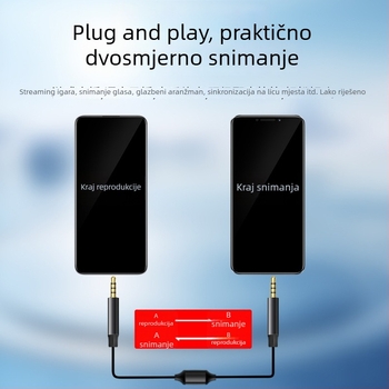 3,5 mm audio kabel za snimanje s Type-C priključkom — dvostrano audio sučelje za žive instrumente i PC/telefon uz redukciju šuma
