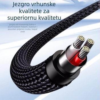 Kabl zvučnika 3,5 mm na 6,5 mm, muški–muški, oklopljen tin-copper + aluminijska folija, jezgro vodiča od tinirano bakra, PVC kućište s najlonskim prepletom, model HZ66