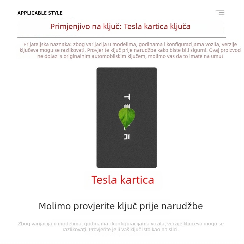 Držač kartice ključa Tesla za Model Y i Model 3 — ABS plast, Minimalistički stil, NFC, Kopča