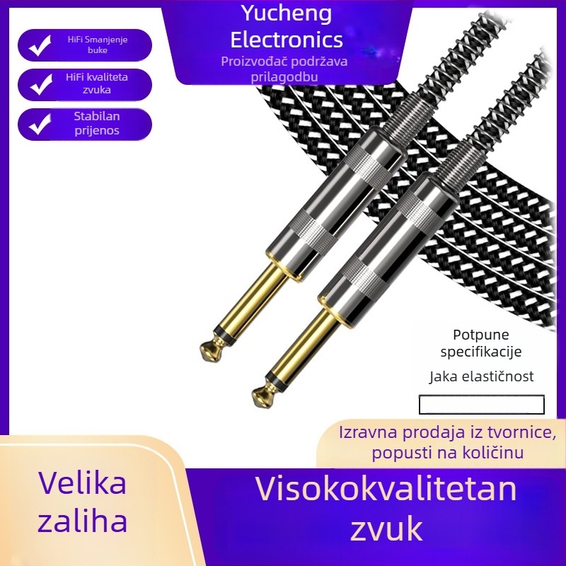 Kabel za gitaru 6,35 mm s redukcijom šuma za live nastupe, bass i akustična gitara, 6,5 mm konektor