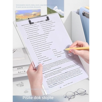 Prozirna akril mapa s jednim snažnim klipom; mogući ispis logotipa; prilagodljivo.