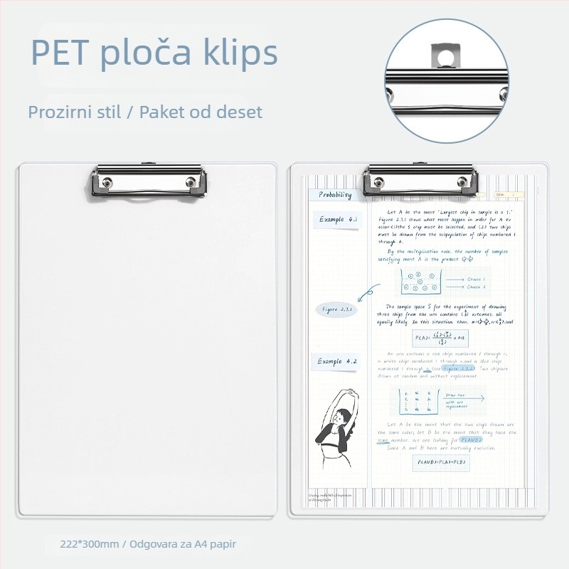 Prozirna akril mapa s jednim snažnim klipom; mogući ispis logotipa; prilagodljivo.