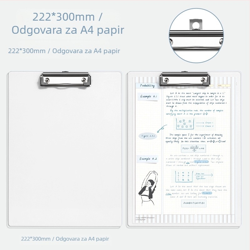 Prozirna akril mapa s jednim snažnim klipom; mogući ispis logotipa; prilagodljivo.