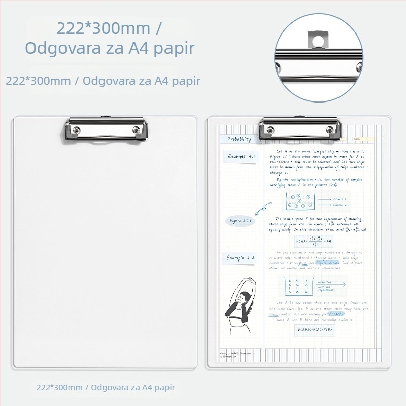 Prozirna akril mapa s jednim snažnim klipom; mogući ispis logotipa; prilagodljivo.