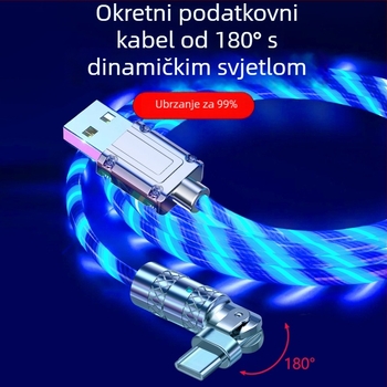 Novi USB kabel za punjenje s 180° zakrivom i svjetlosnim efektom za Android i Huawei telefone