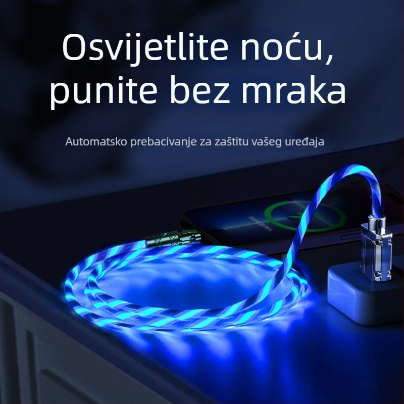 Novi USB kabel za punjenje s 180° zakrivom i svjetlosnim efektom za Android i Huawei telefone