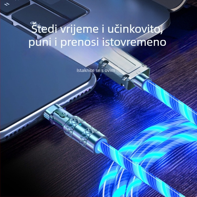 Novi USB kabel za punjenje s 180° zakrivom i svjetlosnim efektom za Android i Huawei telefone