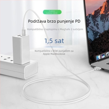 Type-C na MagSafe 1/2 kabel za napajanje za MacBook Air/Pro, model PD-MG1, duljina 1,8 m, izdan 2021.