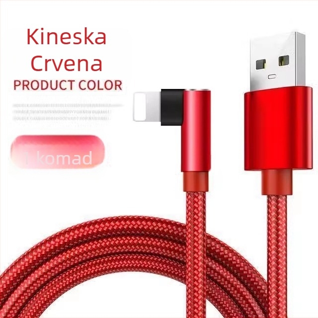 Nylon kabel za punjenje Apple iPhone i iPad, opleten, 1 m, OEM, Green Master's Energy