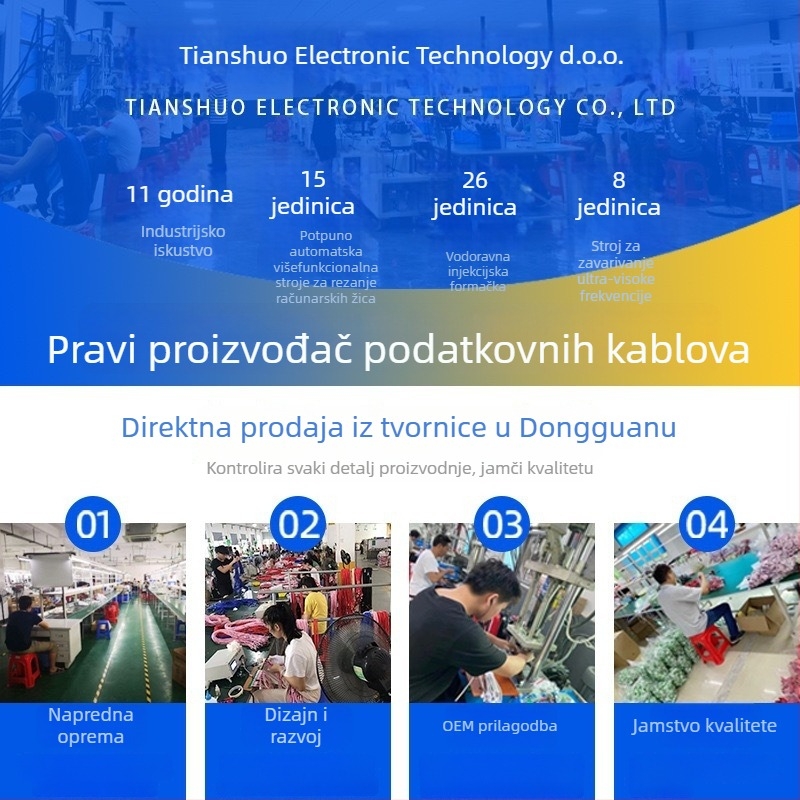 USB-C podatkovni kabel 3-u-1 za brzo punjenje, pleteni metalni dizajn, 120W max, s jednim konektorom