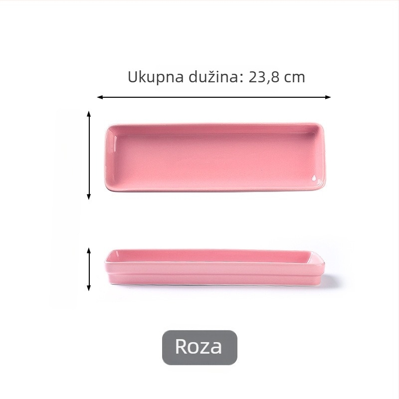 Pločasti tanjur, četvrtastog oblika, koštani porcelan, jednofarbni, nordijski stil, pogodna za mikrovalnu