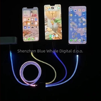 3-u-1 USB kabel za punjenje s Lightningom, Micro USB i Type-C, 66W, pleteni kabel