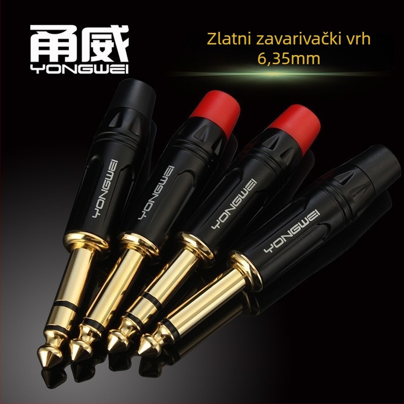 Yongwei zavojeni audio spojnik par: dvodjelni mono mikrofon linijski utikač i trodjelni stereo spojnik, ROHS potvrda, raspon radnih temperatura -30°C do 80°C.