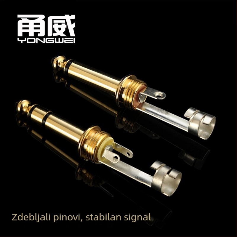 Yongwei zavojeni audio spojnik par: dvodjelni mono mikrofon linijski utikač i trodjelni stereo spojnik, ROHS potvrda, raspon radnih temperatura -30°C do 80°C.