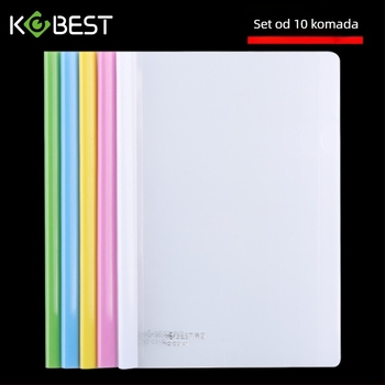 Kobest klips s polugom za dosije – višeslojna mapa s prozirnim klipom za dokumente, set 10 kom., PP materijal, debljina ploče 0.17 mm