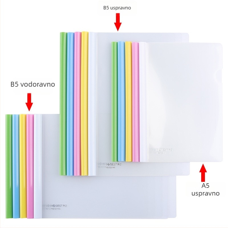 Kobest klips s polugom za dosije – višeslojna mapa s prozirnim klipom za dokumente, set 10 kom., PP materijal, debljina ploče 0.17 mm
