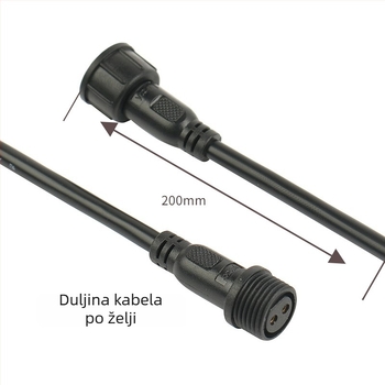 M16 vodootporan 2-žilni spojni konektor, muški i ženski, PVC izolirani napajajući kabel 2×0,75 mm²