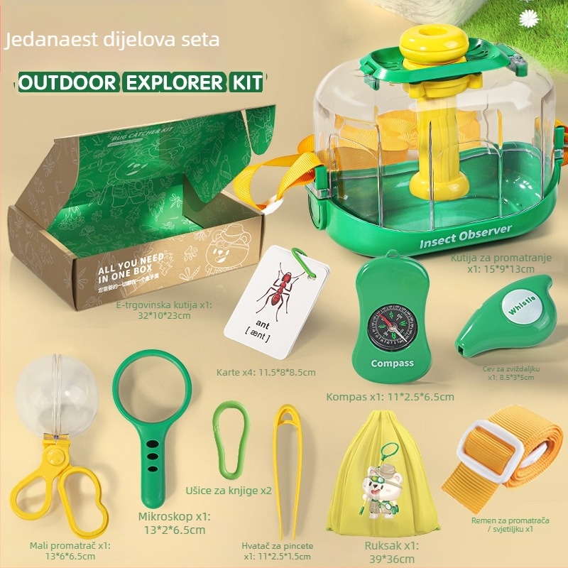 Set za promatranje insekata s kompasom, povećalom i teleskopom – plastika, DIY, obrazovna igra iz fizike za djecu 4–6 godina