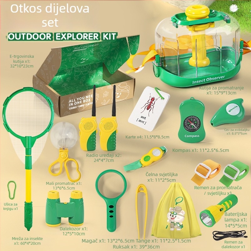 Set za promatranje insekata s kompasom, povećalom i teleskopom – plastika, DIY, obrazovna igra iz fizike za djecu 4–6 godina
