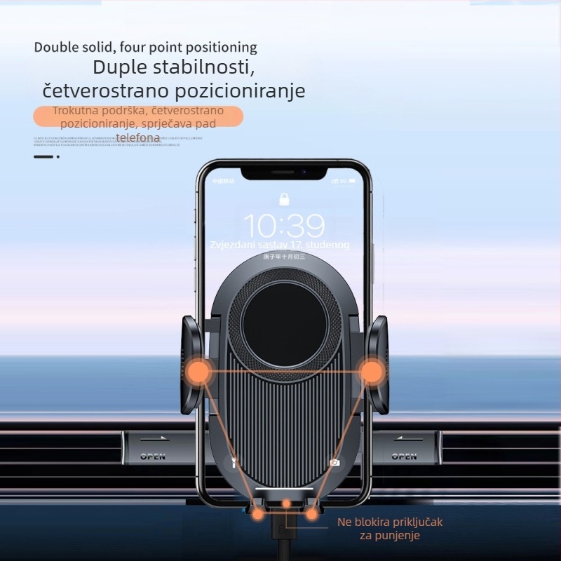 Držač za telefon u automobilu na otvor za ventilaciju, otporan na vibracije, brza ugradnja u 3 sekunde, kompatibilan s instrument pločom, podržava graviranje logotipa