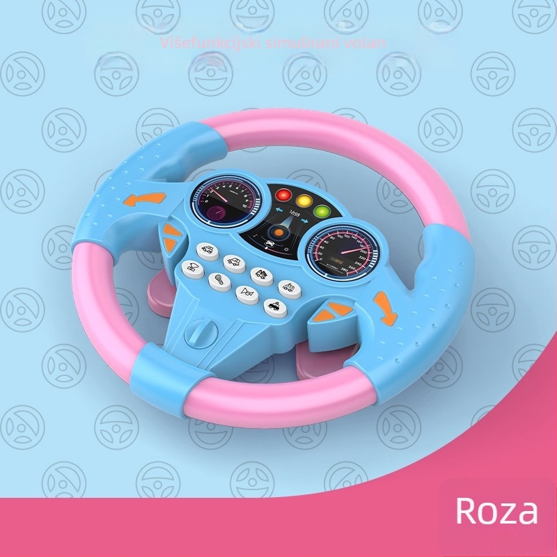 Velika edukativna dječja igračka: veliki simulirani volan kopilota sa usisnim čašicama i glazbom – unutarnja edukacija; materijal: plastika; napajanje: suhe baterije; dobna skupina: 4–6 godina; funkcije: glazba, igra s roditeljima; bez memorije.