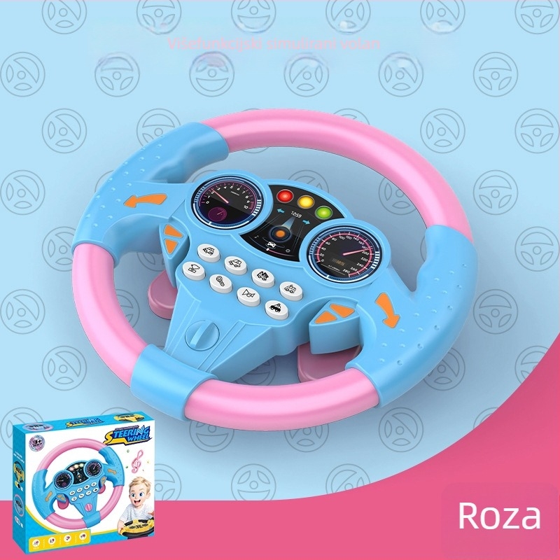 Velika edukativna dječja igračka: veliki simulirani volan kopilota sa usisnim čašicama i glazbom – unutarnja edukacija; materijal: plastika; napajanje: suhe baterije; dobna skupina: 4–6 godina; funkcije: glazba, igra s roditeljima; bez memorije.