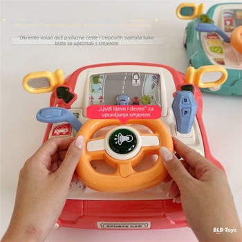 Dječji volan za simulaciju vožnje autom s funkcijom glasa/muzike, napajan baterijama, od plastike, za uzrast 4–6 godina.