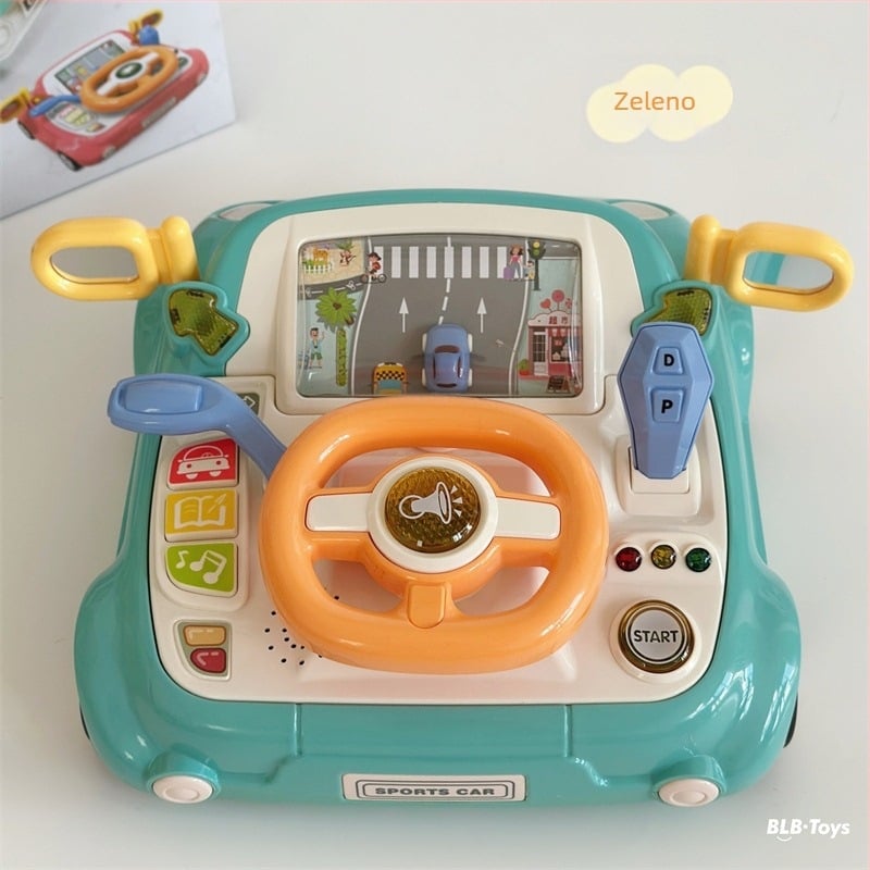 Dječji volan za simulaciju vožnje autom s funkcijom glasa/muzike, napajan baterijama, od plastike, za uzrast 4–6 godina.