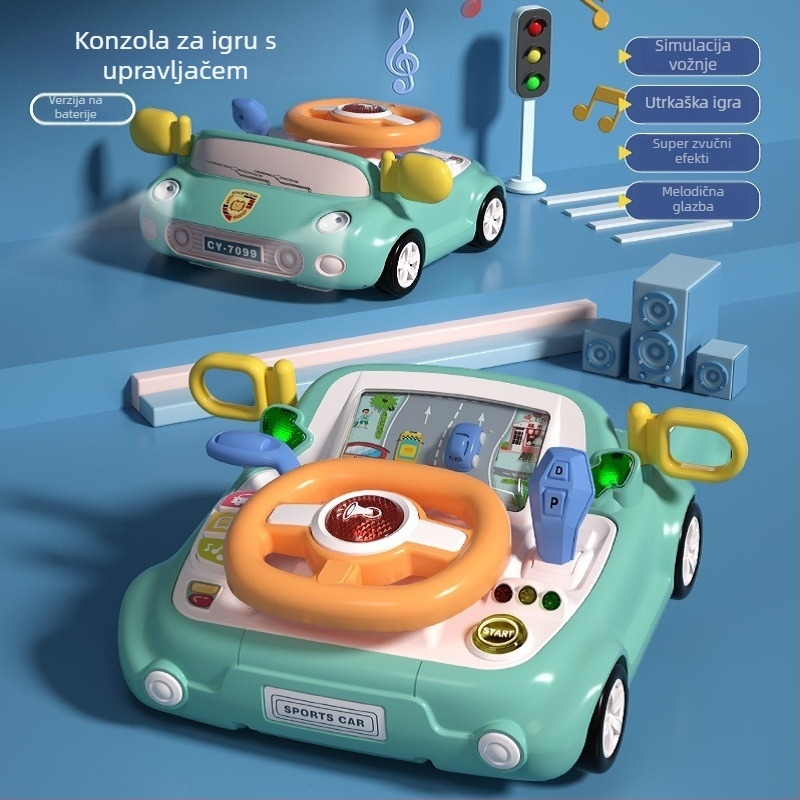 Dječji volan za simulaciju vožnje autom s funkcijom glasa/muzike, napajan baterijama, od plastike, za uzrast 4–6 godina.