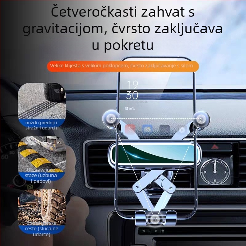 Držač za telefon u automobilu s gravitacijskim pričvršćivanjem na ventilaciju, univerzalni, minimalistički dizajn