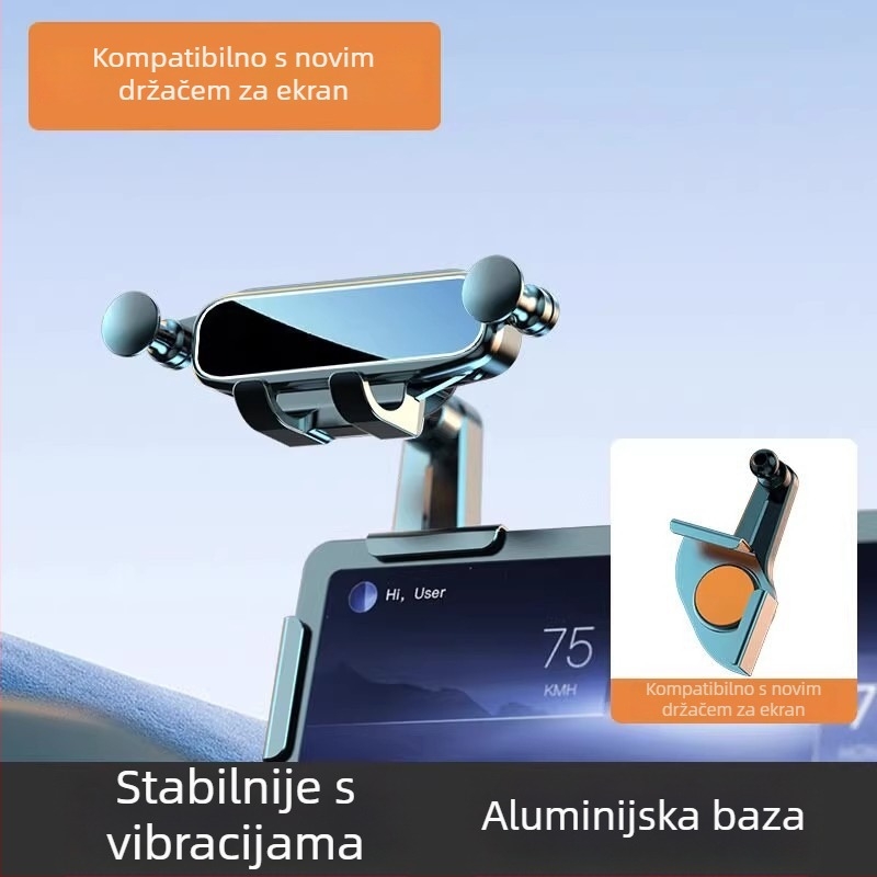 Držač za telefon u automobilu s gravitacijskim pričvršćivanjem na ventilaciju, univerzalni, minimalistički dizajn