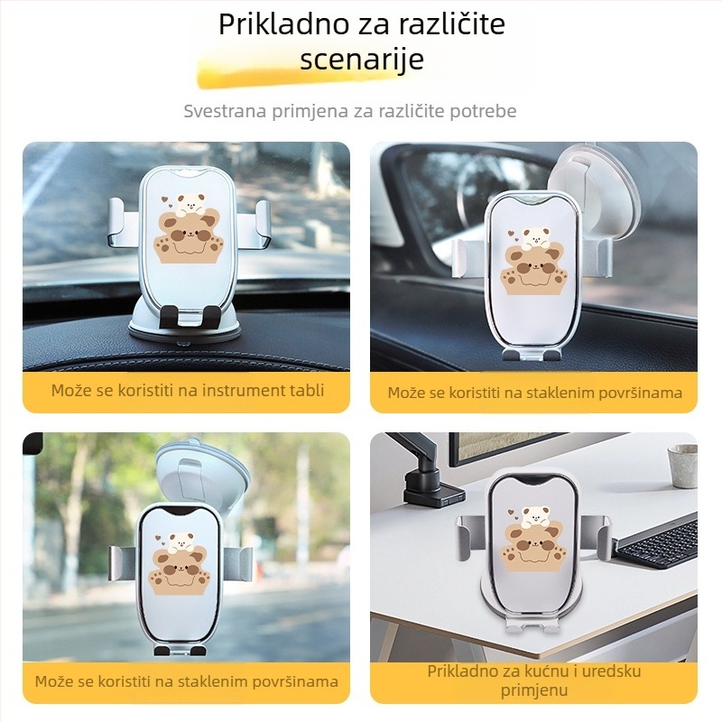 Držač za mobitel u automobilu s vakuumskim držačem na ploči, stabilizacija protiv vibracija, univerzalna kompatibilnost, za navigaciju