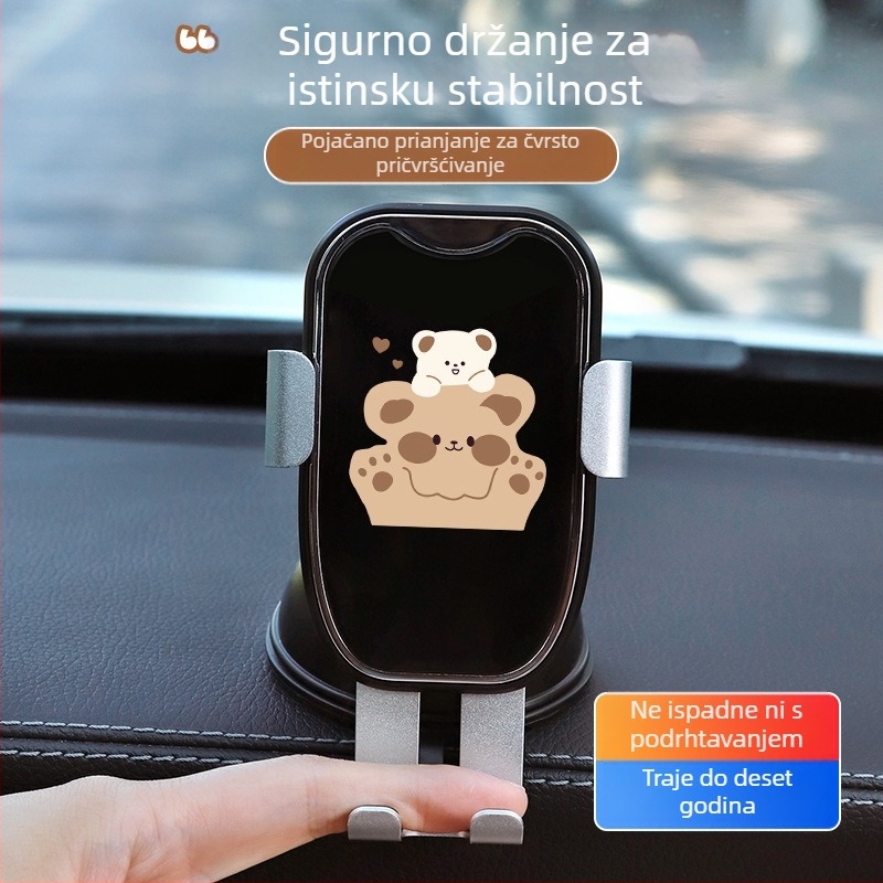 Držač za mobitel u automobilu s vakuumskim držačem na ploči, stabilizacija protiv vibracija, univerzalna kompatibilnost, za navigaciju