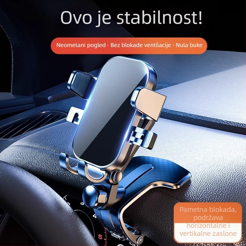 Držač za telefon u automobilu, univerzalno za ploču s instrumentima, Snap-On montaža, punjiva baterija