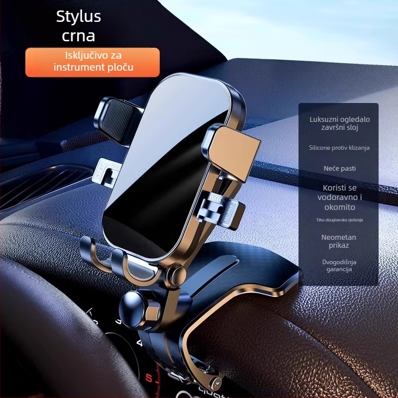 Držač za telefon u automobilu, univerzalno za ploču s instrumentima, Snap-On montaža, punjiva baterija