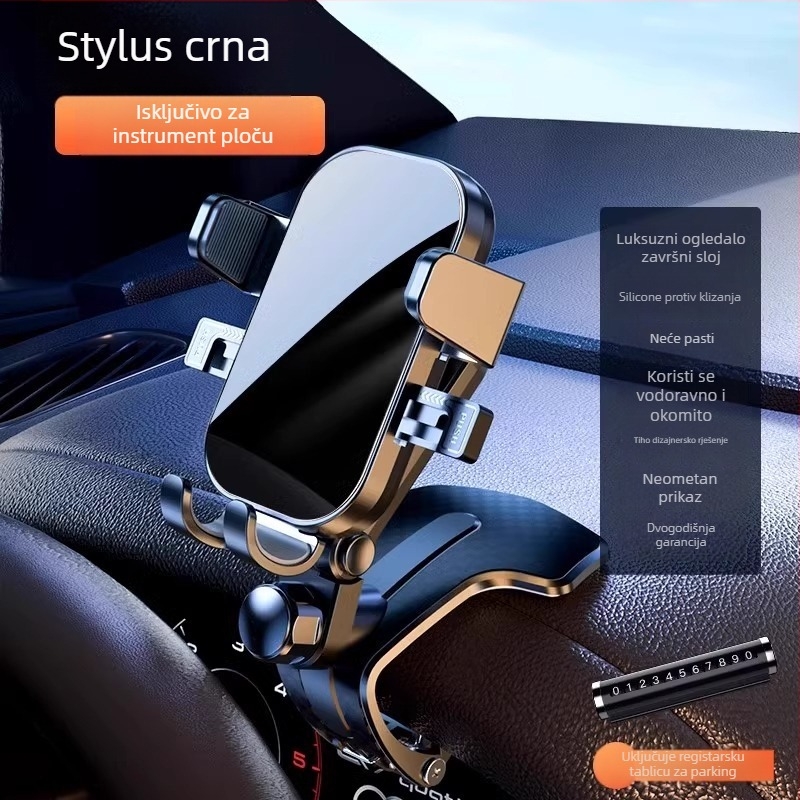 Držač za telefon u automobilu, univerzalno za ploču s instrumentima, Snap-On montaža, punjiva baterija