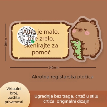 Tablica s brojem za parkiranje - plastika, skriveni tip, bez prilagodbe