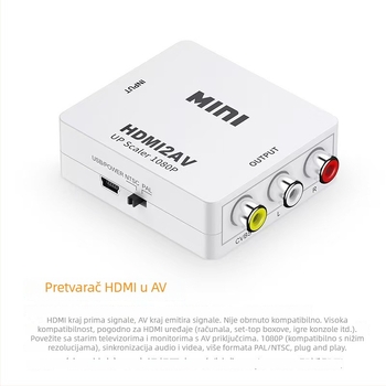 AV na HDMI video pretvarač za igre konzole, 1080P, kompatibilan sa svim sustavima, daljinsko buđenje, upravljanje napajanjem