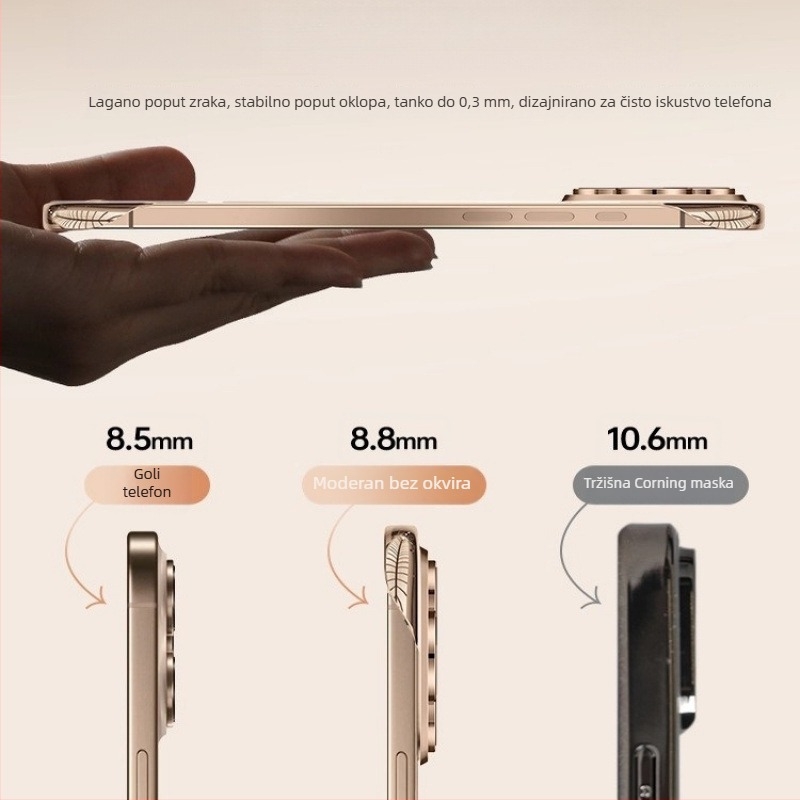 Prozirna bezokvirna tvrda maska za iPhone 17 Pro Max s potpunom zaštitom objektiva