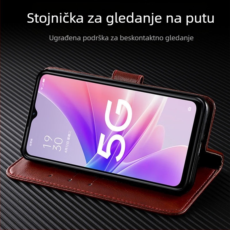 Kožna flip futrola za Huawei - ručno izrađena od umjetne kože, prilagodljiva, retro originalni stil, zaštita od udara s magnetskim zatvaranjem
