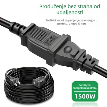 Dvostruki napajajući produžni kabel za kućnu upotrebu, 10A, 220–250V, PVC kućište, bakreni vodiči, 1500W