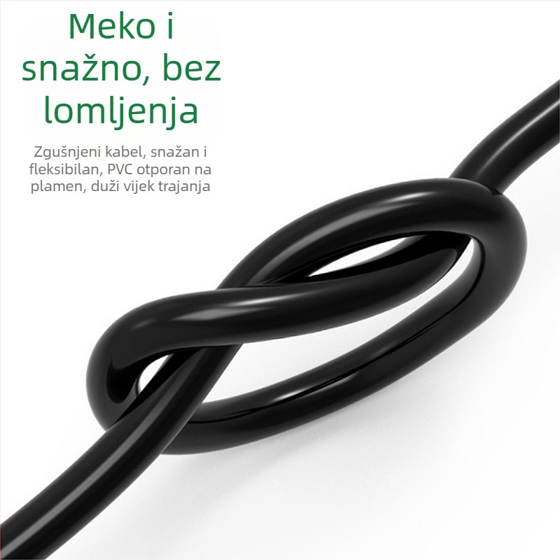 Dvostruki napajajući produžni kabel za kućnu upotrebu, 10A, 220–250V, PVC kućište, bakreni vodiči, 1500W
