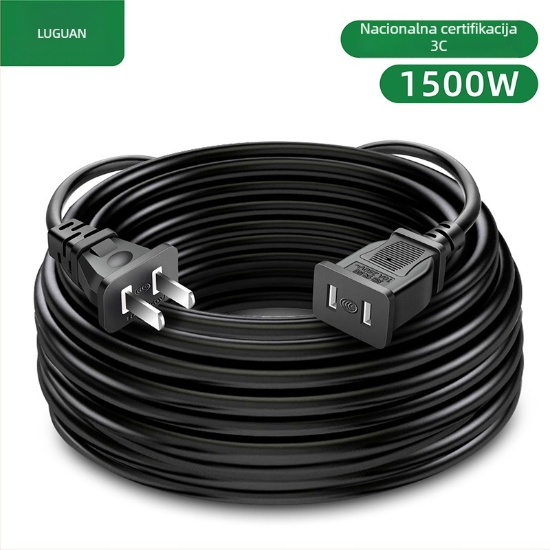 Dvostruki napajajući produžni kabel za kućnu upotrebu, 10A, 220–250V, PVC kućište, bakreni vodiči, 1500W