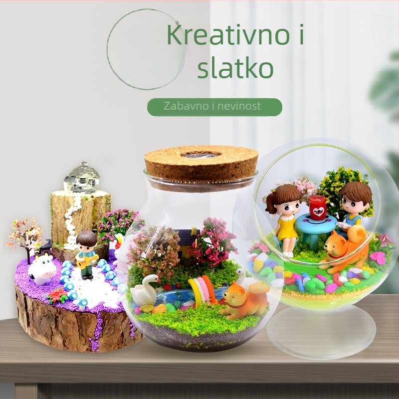 Mikro krajolik boca sa svjetlom — staklena globus boca, epoxy obrada, DIY dar, OEM prilagodba, šareni rasvjetni efekt