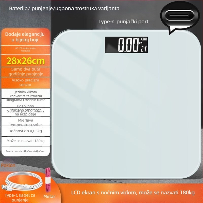 Elektronska vaga za odrasle – punjiva, precizna, kućna ili studentska uporaba